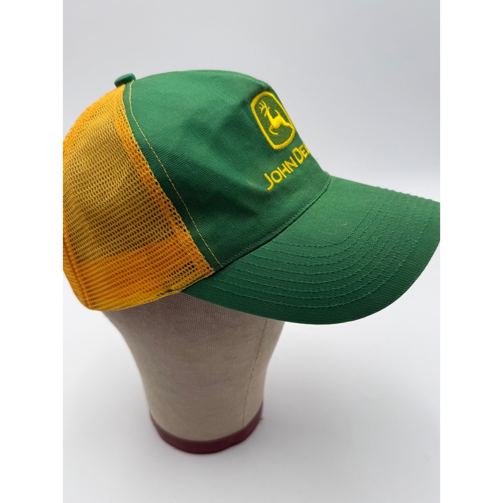 John Deere Trucker Hat Mens OSFM Green Yellow Good Mesh Snapback Logo Cap